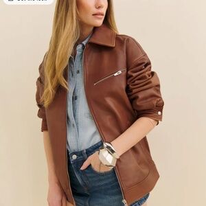 Reformation - Veda Marco Leather Oversized Bomber - Sienna [XS] - NWT